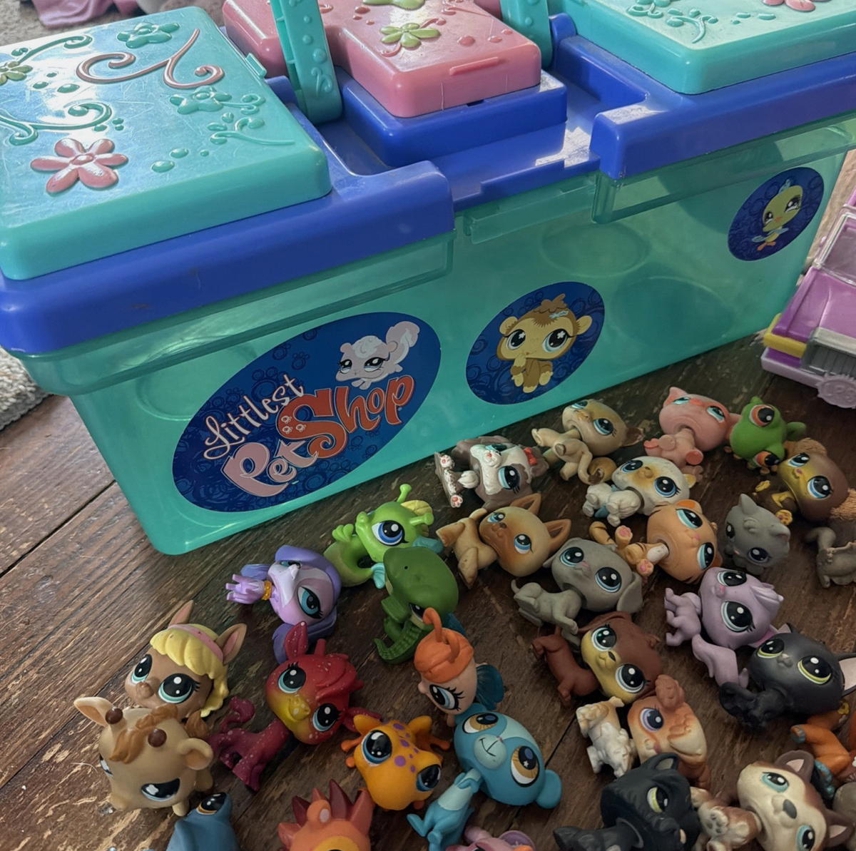 Huge Vintage Littlest Pet Shop Lot: 110+ Figures, Sailboat & Carrying Case (Hasbro 2005+)
