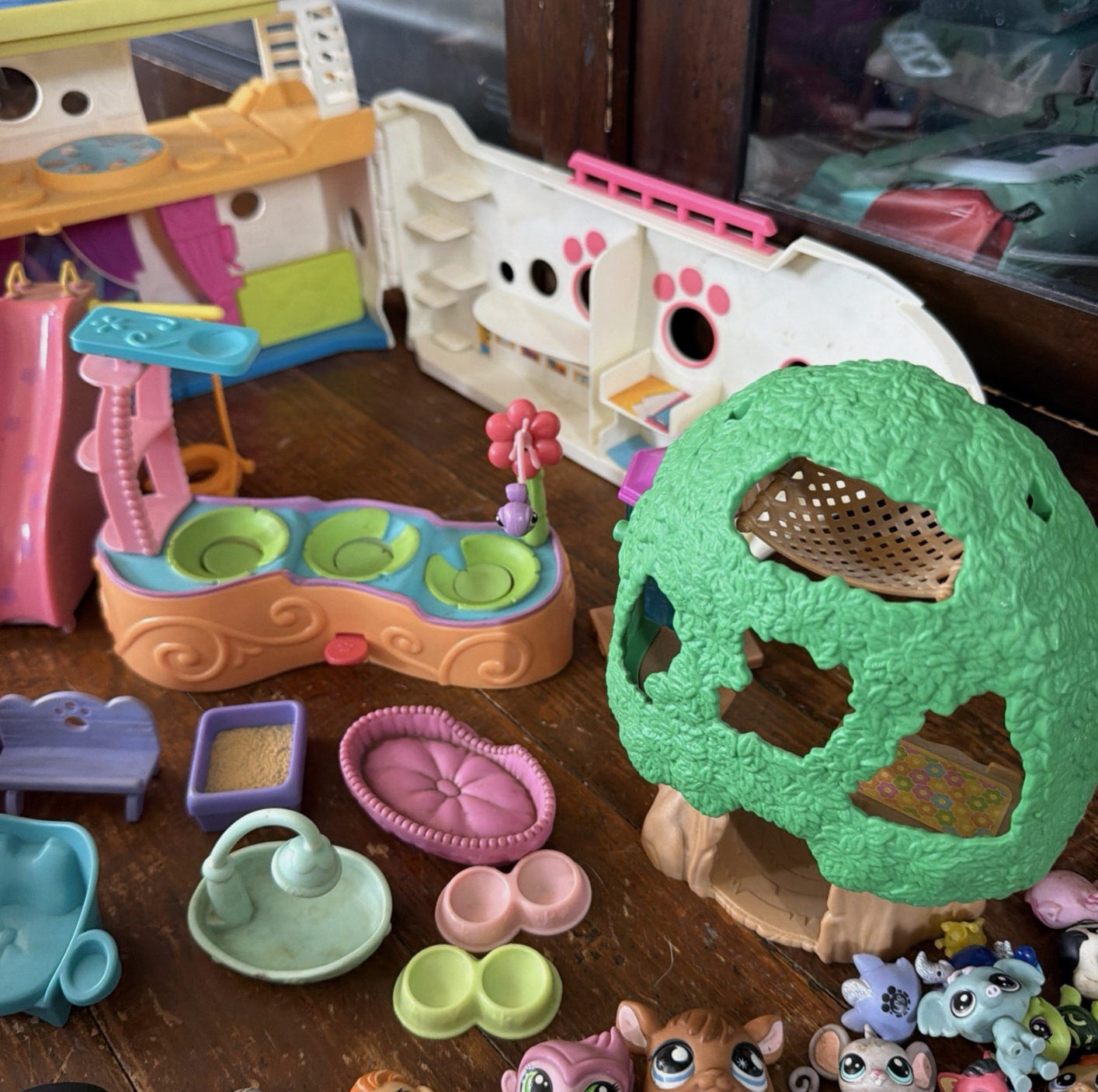 Huge Vintage Littlest Pet Shop Lot: 110+ Figures, Sailboat & Carrying Case (Hasbro 2005+)